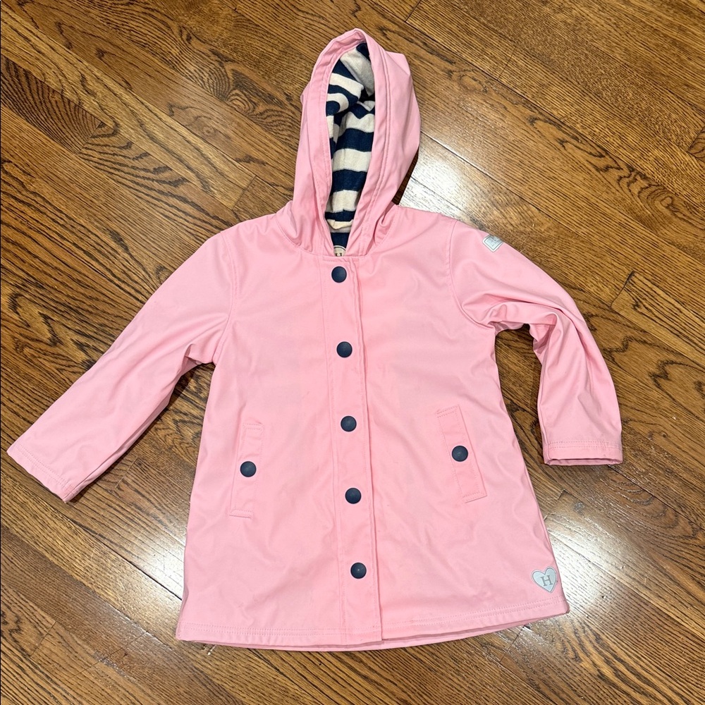 Hatley Girls Pink & Navy Button-Up Rain Jacket 5